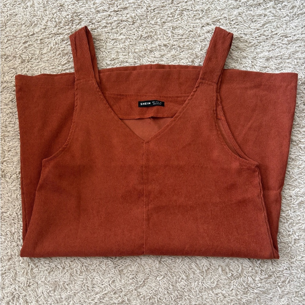 SHEIN Rust V-Neck Sleeveless Dress